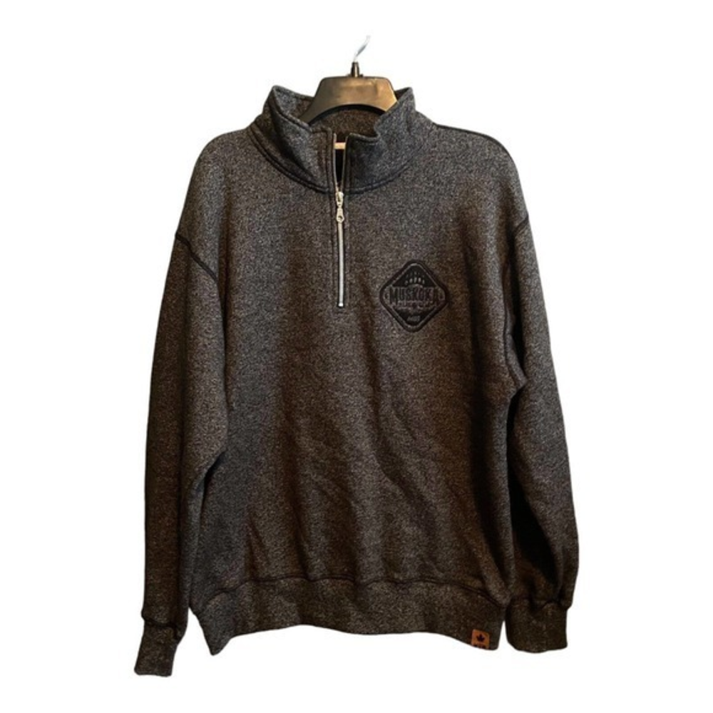 Muskoka Bear Wear‎ Sweater Jacket 1/4 Zip Made In Canada Mens Medium Charcoal